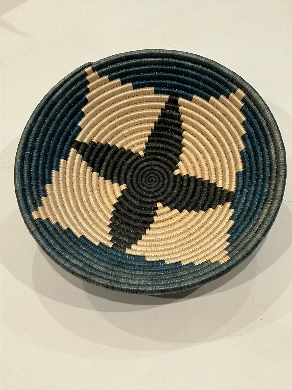 Handwoven Pictorial Wall Basket in Greens  & Cream